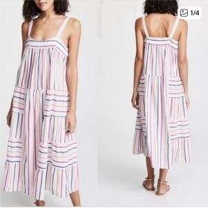 Xirena dylan tiered cotton striped midi dress
